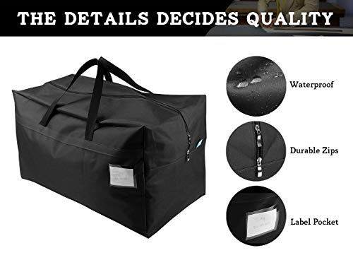 iwill CREATE PRO 100L Oversize Ornament Water Resistant Tote Storage Bag with Carry Handles, Compatible with IKEA Frakta Carts, Black