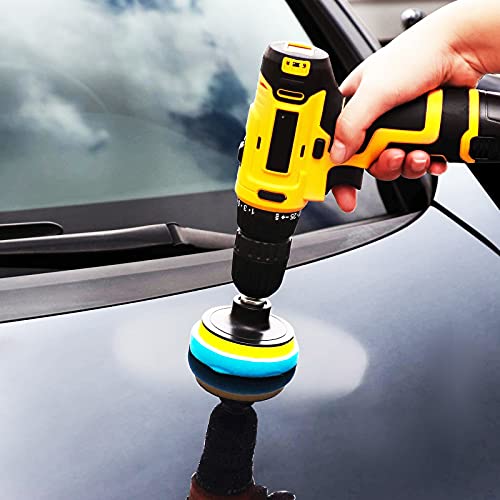 OCR 10Pcs 4 inch Car Polishing Pad Kit, Sponge and Wool Polishing Pad Set with M10 Drill Adapter, Car Buffer Polisher Kit Drill Buffing Kit for Car Polishing,Waxing,Sealing Glaze