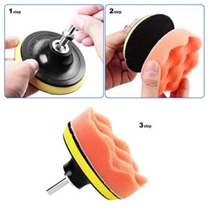 OCR 10Pcs 4 inch Car Polishing Pad Kit, Sponge and Wool Polishing Pad Set with M10 Drill Adapter, Car Buffer Polisher Kit Drill Buffing Kit for Car Polishing,Waxing,Sealing Glaze