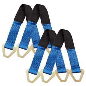 axle straps 10000 lbs break strength 3335 lbs working load blue car axle straps for race car hauler tow truck 4x4 off-road,4 pack (2 inch by 24 inch)
