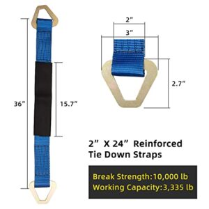 Axle Straps 10000 Lbs Break Strength 3335 Lbs Working Load Blue Car Axle Straps for Race Car Hauler Tow Truck 4x4 Off-Road,4 Pack (2 Inch by 24 Inch)