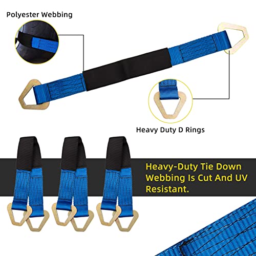 Axle Straps 10000 Lbs Break Strength 3335 Lbs Working Load Blue Car Axle Straps for Race Car Hauler Tow Truck 4x4 Off-Road,4 Pack (2 Inch by 24 Inch)