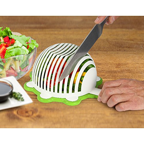 Urban Trend Smart Cut Salad - Rinse, Cut & Serve - Combines Elegant Salad Bowl, Strainer, Colander, Chopping Guide, and Cutting Board - Fresh Vegetable and Fruit Salad Maker in Less Than 60 Seconds