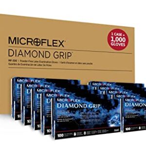Microflex Diamond Grip MF-300 Disposable Latex Gloves for Automotive, Machinery Industries - X-Large, Natural Clear (Case of 1000)