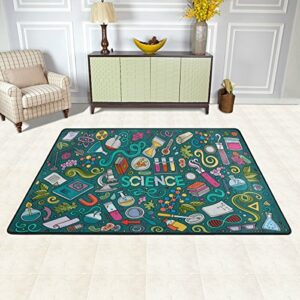 Cooper girl Hand Drawn Science Item Area Rug Carpet 6x4 Feet for Indoor Outdoor Decor