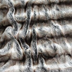 Luxury Faux Fur Oversized Throw Blanket with Plush Velvet Reverse, Fox Lynx or Gray Mink (Chinchilla Stripe)