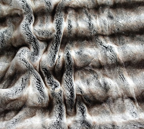 Luxury Faux Fur Oversized Throw Blanket with Plush Velvet Reverse, Fox Lynx or Gray Mink (Chinchilla Stripe)