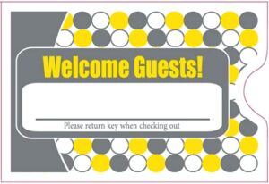 1000 cashier depot keycard envelope/sleeve" welcome guests" 2-3/8" x 3-1/2" 1000 count (gray/yellow)