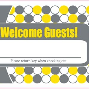 1000 Cashier Depot Keycard Envelope/Sleeve" Welcome Guests" 2-3/8" x 3-1/2" 1000 Count (Gray/Yellow)