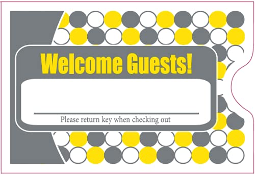 1000 Cashier Depot Keycard Envelope/Sleeve" Welcome Guests" 2-3/8" x 3-1/2" 1000 Count (Gray/Yellow)