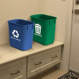 Acrimet Wastebasket Bin for Recycling and Waste 13QT (Plastic) (Green and Blue) (Set of 2)