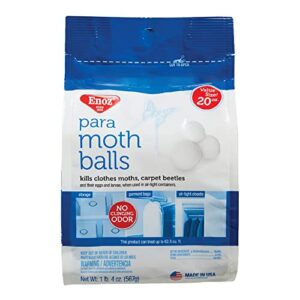 enoz para moth balls with no clinging odor: kills clothes moths, carpet beetles, eggs, and larvae, use for storage, 20 oz bag