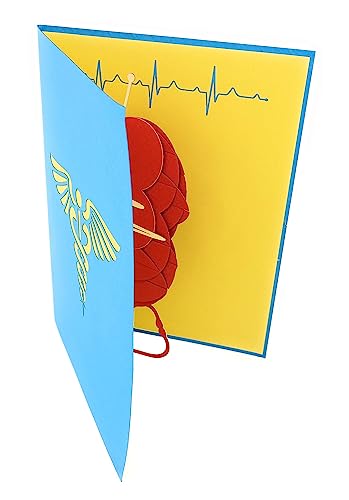 PopLife Healthcare Heart 3D Pop Up Card, For Doctors, Nurses, EMTs, Essential Medical Staff - Hospital Thank You Note - Pop Up Valentines Card - Anniversary Pop Up Mother's Day Card, Happy Birthday