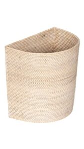 kouboo laguna half-moon rattan waste basket, off-white/latte