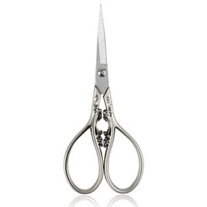 BIHRTC 4.33 Inches Vintage European Style Stainless Steel Auspicious Clouds Scissors for Needlework, Embroidery, Sewing, Craft, Art Work & Everyday Use (Light Grey)