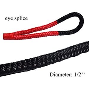1/2"*20ft Kinetic Recovery Rope,1/2" Energy Rope, Kinetic Rope,Double Braided Nylon Rope (Black)