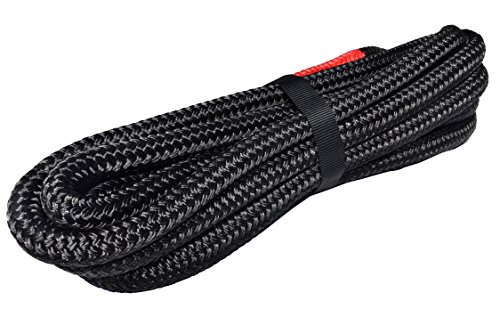 1/2"*20ft Kinetic Recovery Rope,1/2" Energy Rope, Kinetic Rope,Double Braided Nylon Rope (Black)