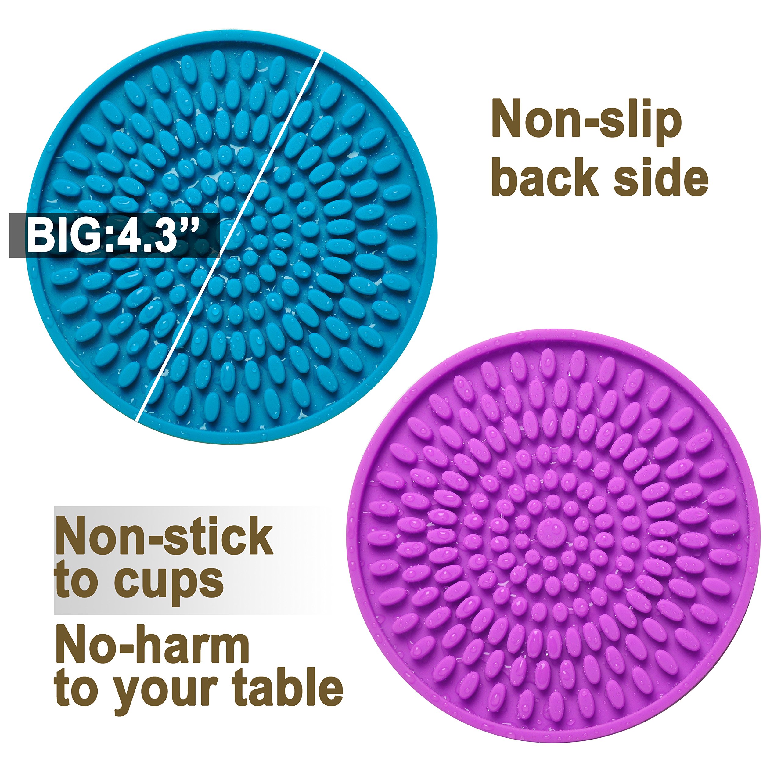 Colorful Coasters for Drinks Absorbent, Rubber Drink Coaster Set, Silicone Rainbow Coasters for Kids Coffee Table Desk, 4.3 Inch Oval Shape Deep Tray Pot Holder Trivet (Set of 6)