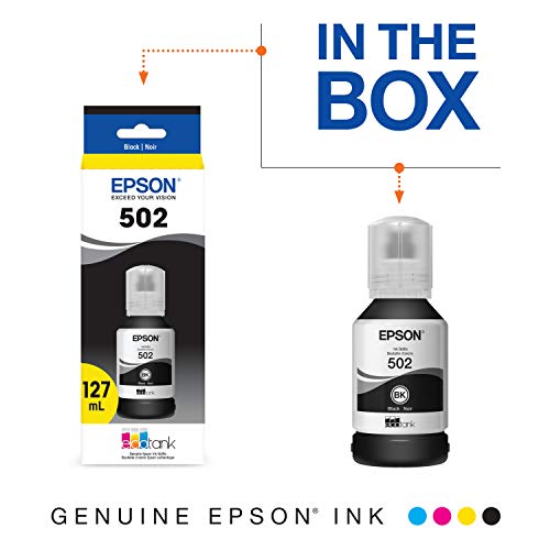 EPSON T502 EcoTank Ink Ultra-high Capacity Bottle Black (T502120-S) for select Epson EcoTank Printers