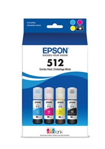 epson t512 ecotank -ink ultra-high capacity bottle color combo pack (t512520-s) for select epson ecotank printers, cyan/black/magenta/yellow