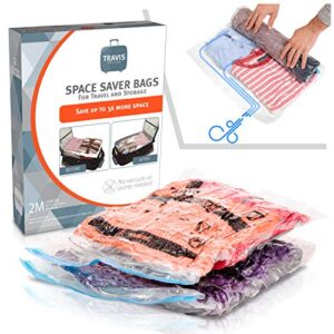 vacuum packing bags for travel - no vacuum reusable large sealed space & storage saver compression packing, 2 pack