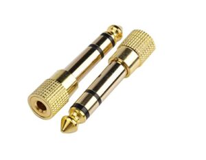 devinal professional 6.35mm 1/4 inch plug to 3.5mm 1/8 inch jack gold plated trs aux stereo audio headphone jack adapter converter connector(2 pack)
