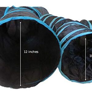 Feline Ruff Premium 4 Way Cat Tunnel. Extra Large 12 Inch Diameter and Extra Long. A Big Collapsible Play Toy. Wide Pet Tunnel Tube for Rabbits, Kittens, Large Cats, and Dogs.