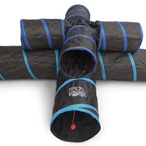 Feline Ruff Premium 4 Way Cat Tunnel. Extra Large 12 Inch Diameter and Extra Long. A Big Collapsible Play Toy. Wide Pet Tunnel Tube for Rabbits, Kittens, Large Cats, and Dogs.