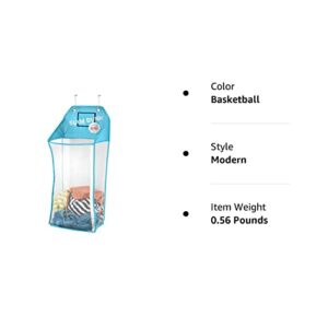 Store & Score Over The Door Hanging Kids Fun LED Basketball Light-Up Collapsible Mesh Laundry Hamper Basket, Toy Chest, Heavy Duty Metal Hooks Included. Patent Pending