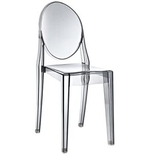 Modway Casper Modern Acrylic Stacking Two Dining Side Chairs in Smoke