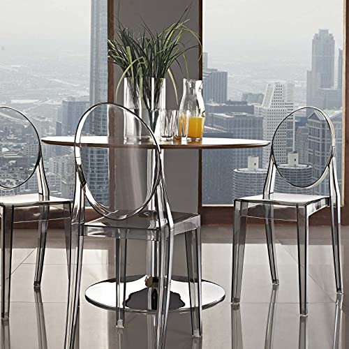 Modway Casper Modern Acrylic Stacking Two Dining Side Chairs in Smoke