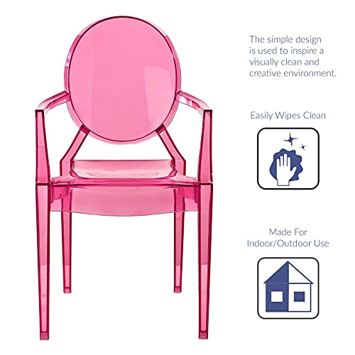 Modway Casper Modern Acrylic Stacking, Two Dining Armchairs, Pink