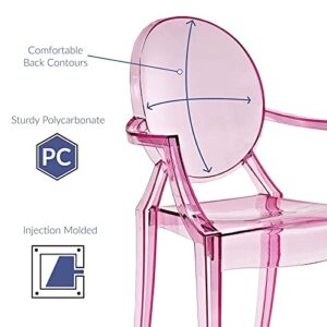 Modway Casper Modern Acrylic Stacking, Two Dining Armchairs, Pink