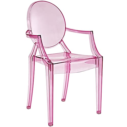 Modway Casper Modern Acrylic Stacking, Two Dining Armchairs, Pink