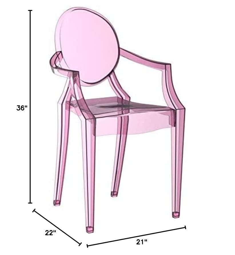 Modway Casper Modern Acrylic Stacking, Two Dining Armchairs, Pink