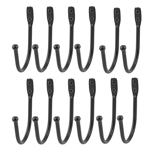 Antrader 12-Pack Metal Wall Door Key Coat Bag Hanger Storage Hook Black