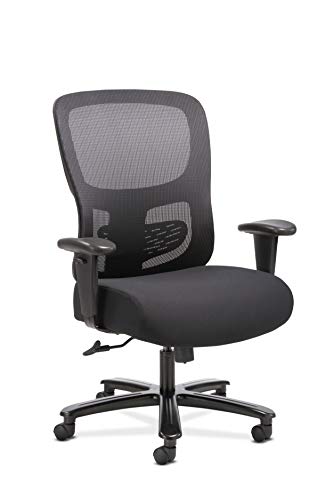 HON Sadie Big and Tall Office Chair Mesh Back Ergonomic Computer Desk Chair Heavy Duty 400 lb Max - Adjustable Arms, Lumbar Support, Comfortable Seat Cushion, 360 Swivel Rolling Wheels - Black