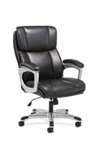 sadie executive computer chair- fixed arms for office desk, black leather (hvst315)