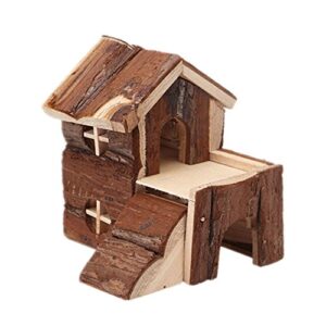 emours natural chewable hamster hideout wooden hut play house, small