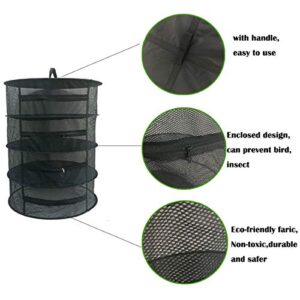 RIOGOO Herb Drying Rack Net 4 Layer Herb Dryer Black Mesh Hanging Dryer Rack with Zipper (31.5"x24")