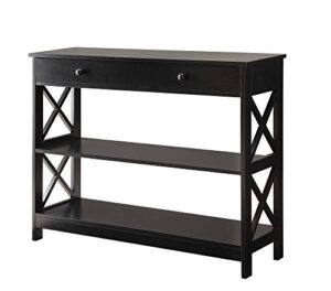 convenience concepts oxford 1 drawer console table with shelves, black