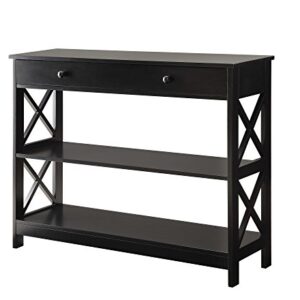 Convenience Concepts Oxford 1 Drawer Console Table with Shelves, Black