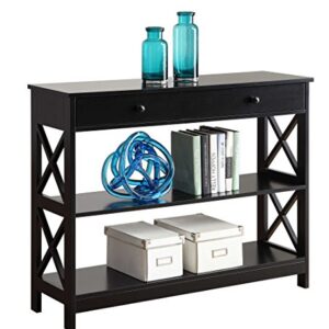 Convenience Concepts Oxford 1 Drawer Console Table with Shelves, Black