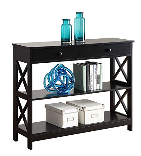 Convenience Concepts Oxford 1 Drawer Console Table with Shelves, Black