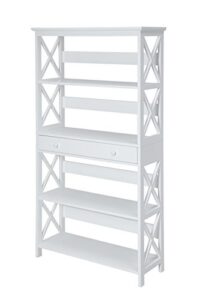 convenience concepts oxford 5 tier bookcase with drawer, white,11.75"d x 31.5"w x 59.75"h