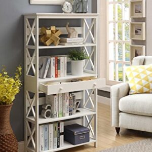 Convenience Concepts Oxford 5 Tier Bookcase with Drawer, White,11.75"D x 31.5"W x 59.75"H