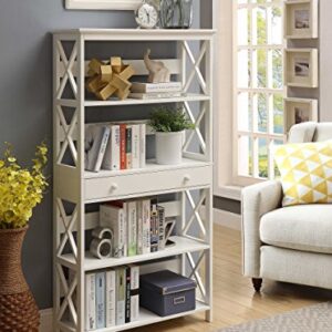 Convenience Concepts Oxford 5 Tier Bookcase with Drawer, White,11.75"D x 31.5"W x 59.75"H