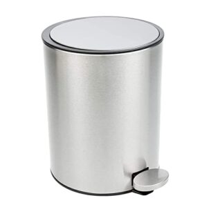 bamodi bathroom bin 3l – bathroom bins with lids – small pedal bin for bathroom, toilet, restroom – stainless steel rubbish waste trash can with removable inner bucket (silver)