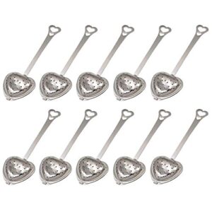 10pcs tea strainers for loose tea spoons - heart shaped tea filter stainless steel tea diffuser fine mesh strainer spoon filter - tea infusers for loose tea strainer loose leaf tea steeper tea party