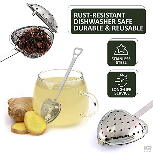 10Pcs Tea Strainers for Loose tea spoons - Heart Shaped Tea Filter Stainless Steel Tea Diffuser Fine Mesh Strainer Spoon Filter - Tea Infusers for Loose Tea Strainer Loose Leaf Tea Steeper Tea Party